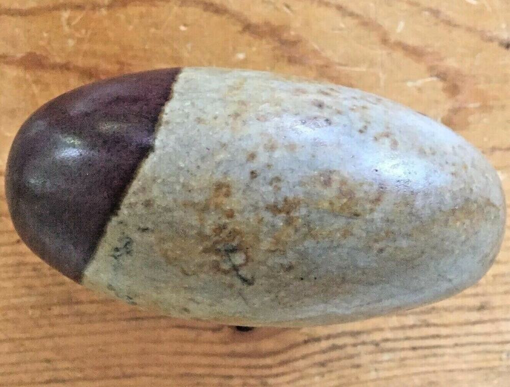 Petrified Lingam Stone Round Polished Egg Sculpture Fossil Carving Mineral